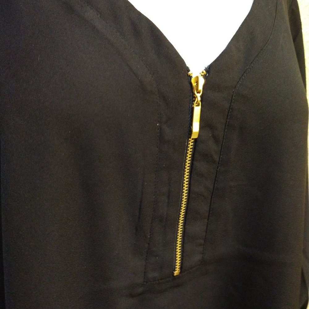 Avenue Black with Gold Zipper Tunic 3/4 sleeve Plus Size 26/28 - Picture 4 of 9